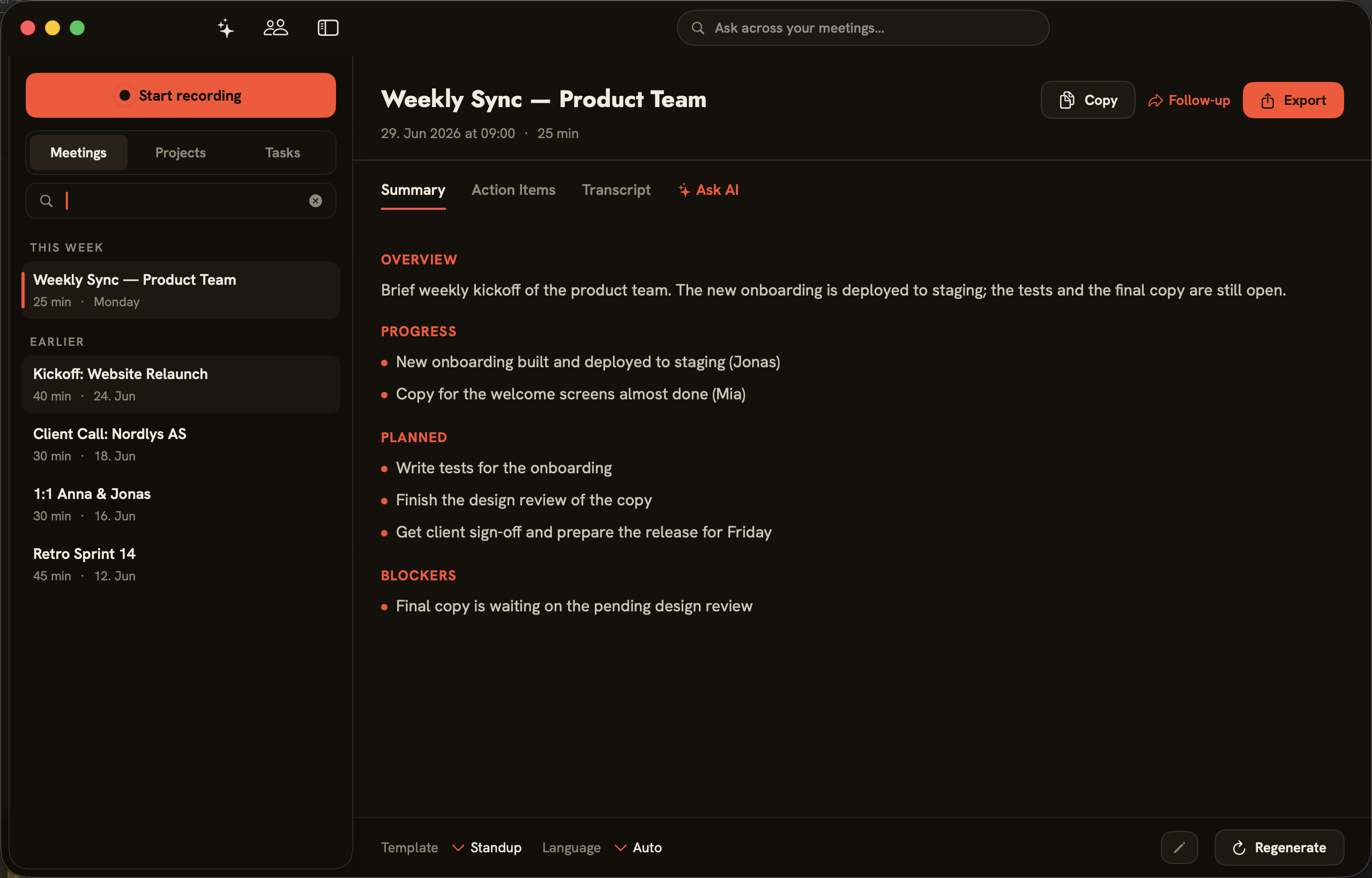folo — The summary tab